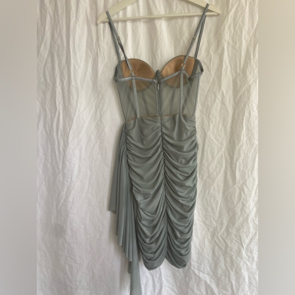Miss Circle Grey Ruched Draping Mesh Corset Dress Size XS - Picture 7 of 16